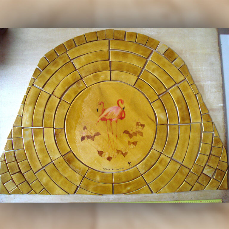 plaques-mosaîque-flamant-rose-terre-vernissée